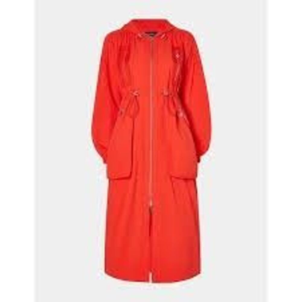GSTQ Size XL Long Anorak Jacket Bright Orange Parachute Sporty High Fashion NWT